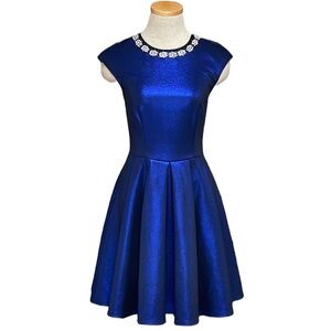 Ted Baker 2 Dress Ayma Gems Blue Cocktail Mini Skater Gems GORGEOUS